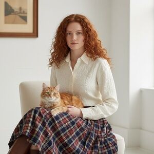 Vintage Field Manor Embossed Floral Cream Button Front Silk Blouse Size 6